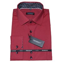 Pánská košile s dlouhým rukávem - střih SLIM - vzor F215 - červená - 42