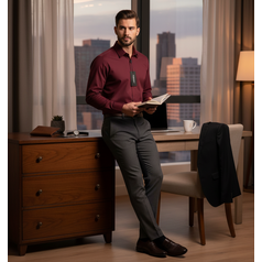 Pánská košile s dlouhým rukávem - střih SLIM - vzor F219C - 42