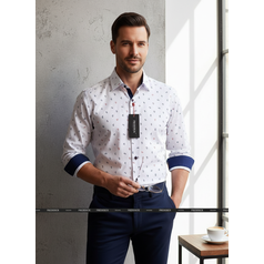 Pánská košile s dlouhým rukávem - střih REGULAR - vzor F637 - 44