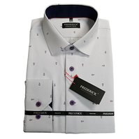 Pánská košile s dlouhým rukávem - střih REGULAR - vzor F667 - bílá barva se vzorem - 44