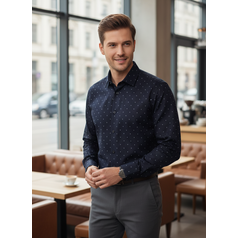 Pánská košile s dlouhým rukávem - střih SLIM - vzor F905 - 44