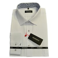 Pánská košile s dlouhým rukávem - střih REGULAR - vzor F663 - bíla barva