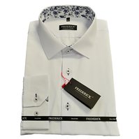 Pánská košile s dlouhým rukávem - střih REGULAR - vzor F664 - bíla barva