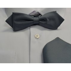 Pánský motýlek s kapesníkem M5 - vzor 199 - šedý