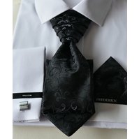 Slavnostní kravata s kapesníčkem - regata - vzor 13 - ČERNÁ