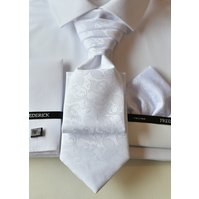 Slavnostní kravata s kapesníčkem - regata - vzor 16 - BÍLÁ