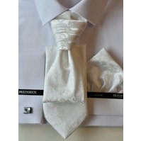 Slavnostní kravata s kapesníčkem - regata - vzor 18 - SMETANOVÁ