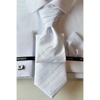 Slavnostní kravata s kapesníčkem  - regata - vzor 19 - BÍLÁ
