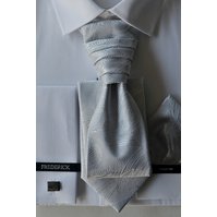 Slavnostní kravata s kapesníčkem  - regata - vzor 33 - STŘÍBRNÁ