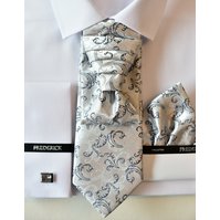 Slavnostní kravata s kapesníčkem - regata - vzor 36 - ŠEDÁ