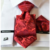 Slavnostní kravata s kapesníčkem - regata - vzor 43 - ČERVENÁ