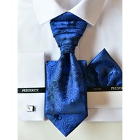 Slavnostní kravata s kapesníčkem - regata - vzor 51 - KRÁLOVSKÁ MODRÁ