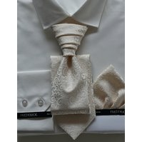 Slavnostní kravata s kapesníčkem - regata - vzor 58 - SMETANOVÁ