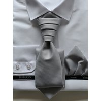Slavnostní kravata s kapesníčkem - regata - vzor 63 - ŠEDÁ